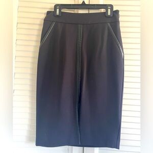Marciano Black Leather Trim Pencil Skirt